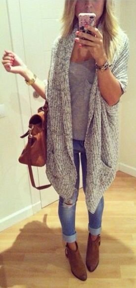 Pin page - brown cardigan outfit