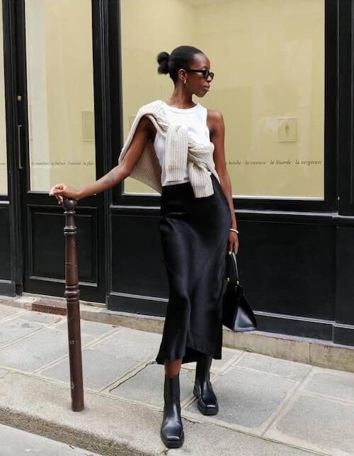 What To Wear With Satin Skirt [2024]: 70+ Stylish Satin Skirt Outfits To  Stay On-Trend - satin skirt outfit winter