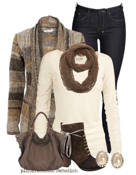 Pin page - brown cardigan outfit