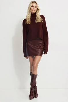 Leather A Line Skirt - Shop on Pinterest - brown leather skirt outfit