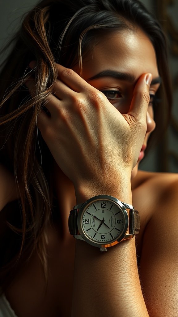 A classic wrist watch is showcased, emphasizing its vintage charm and style.