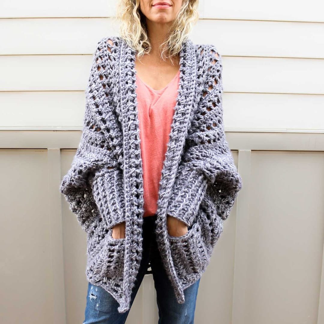 Crochet Pattern / Chunky Cardigan With Pockets / Beginner Crochet Cardigan  / Women's Crochet Sweater Pattern / Dwell Sweater Pattern PDF - Etsy - chunky cardigan outfit