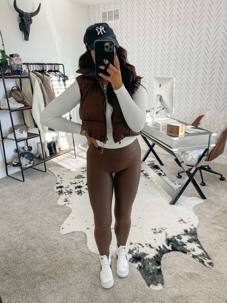 Leather Leggings Outfit - brown leggings outfit casual