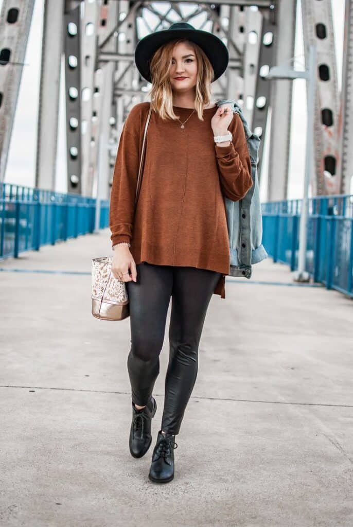 24 Simple Fall Outfits with Leggings » Lady Decluttered - brown leggings outfit