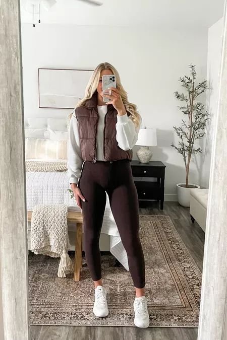 Casual Lululemon Aligns Outfit - brown leggings outfit casual