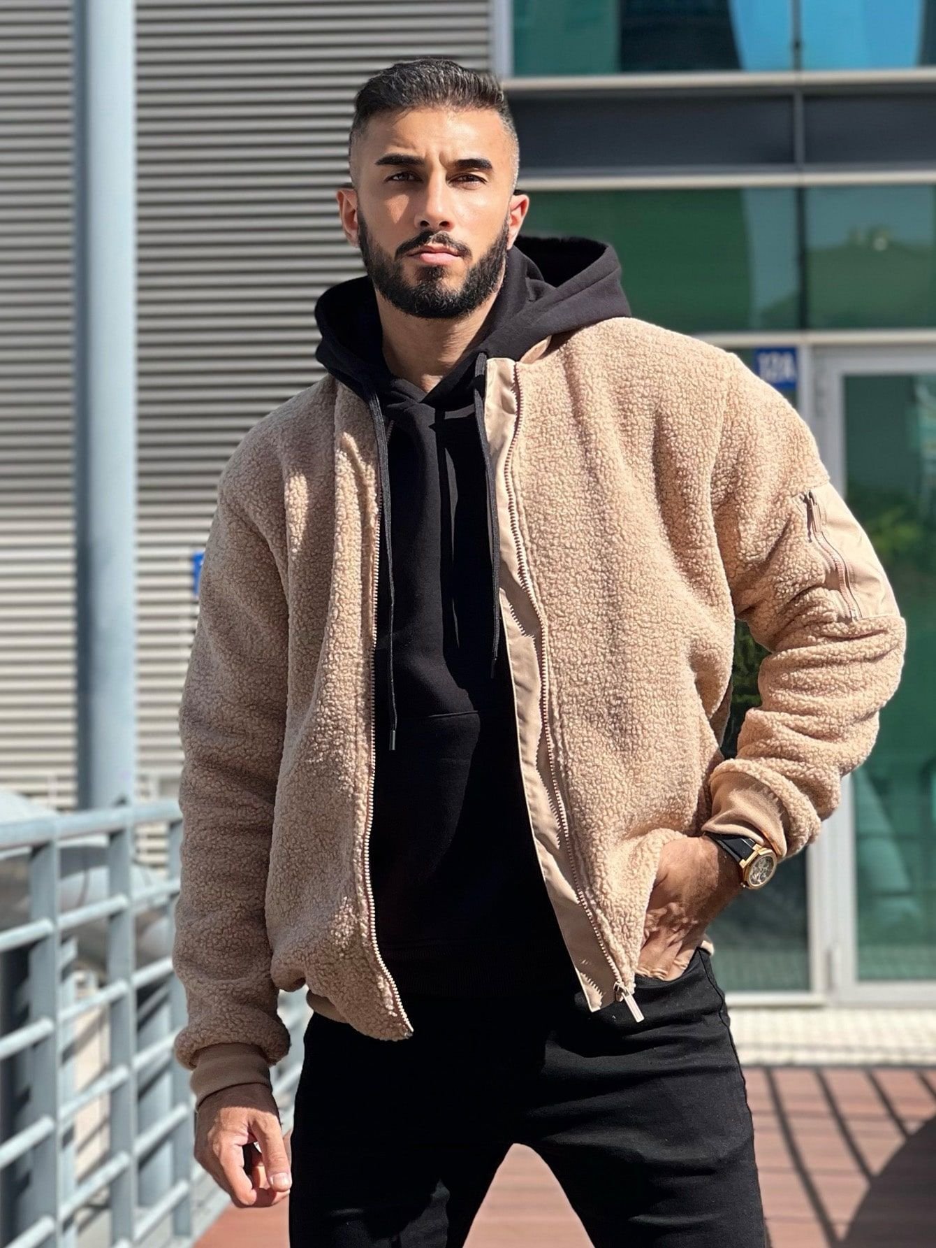 Men Zip Up Teddy Jacket Men Zip Up Teddy Jacket - fleece jacket outfit