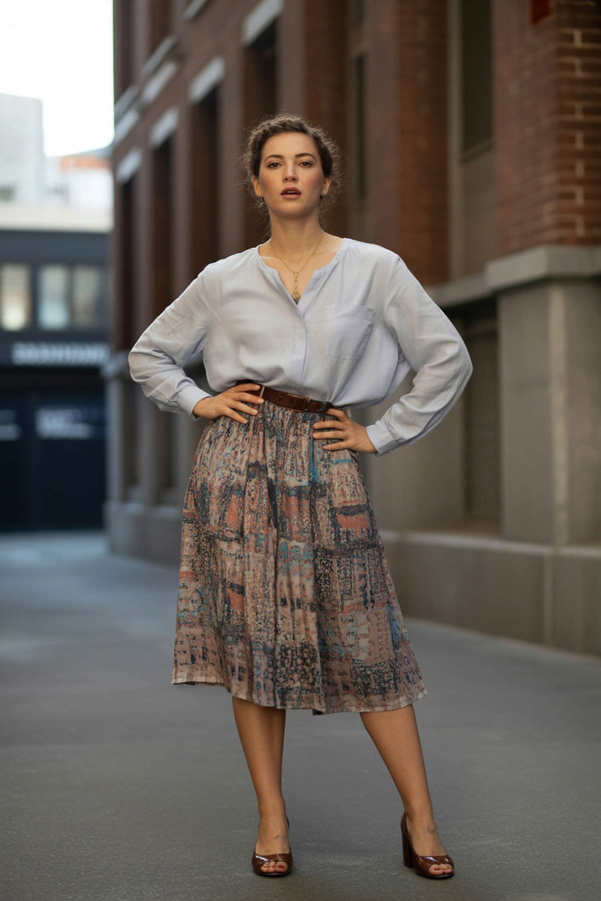 Bohemian Printed Skirt with a Loose Blouse