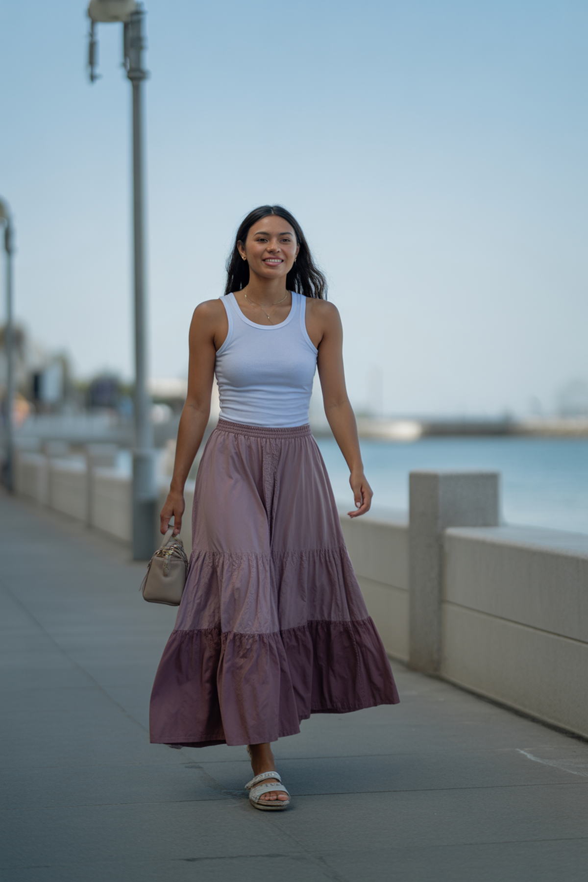 Layered Maxi Skirt with a Fitted Tank Top
