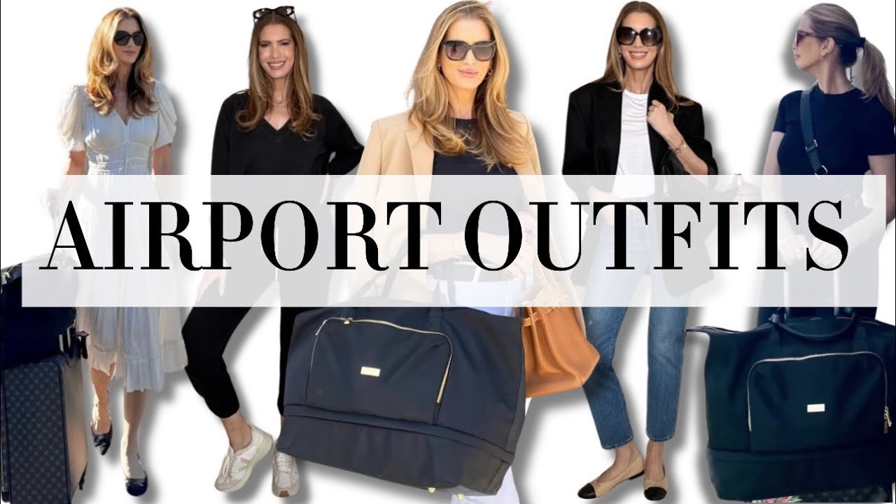 Airport Travel Outfits (TRY-ON) Elevated & comfortable! *Re-wearable items  included* - brown leggings outfit