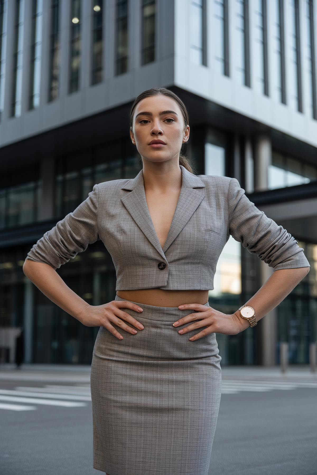 Cropped Blazer with High-Rise Pencil Skirt Combo