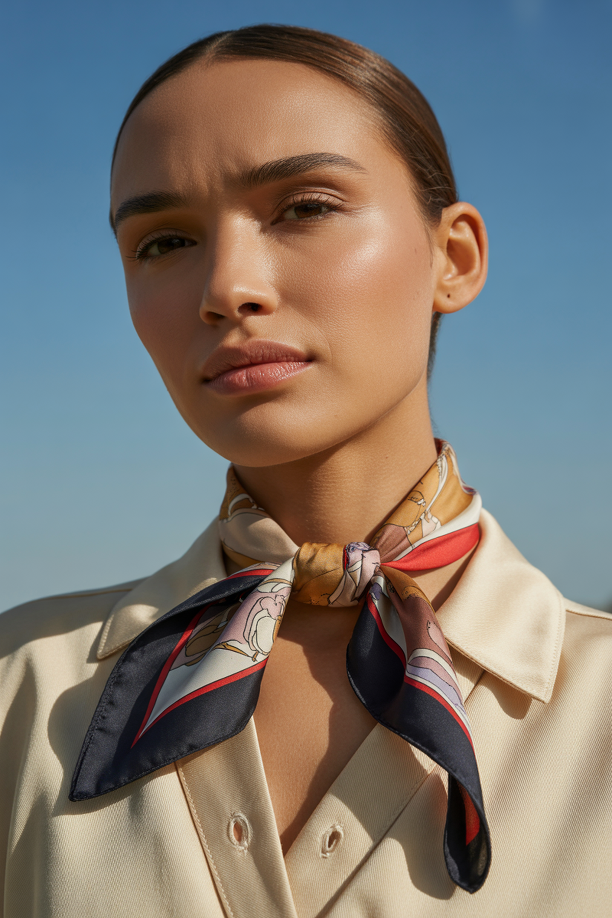 Silk Scarf as a Chic Accent to Neutral Outfits