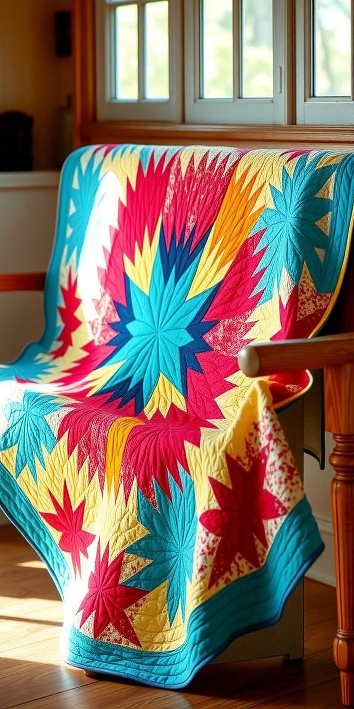 Charming Star Burst Patchwork Quilt Pattern