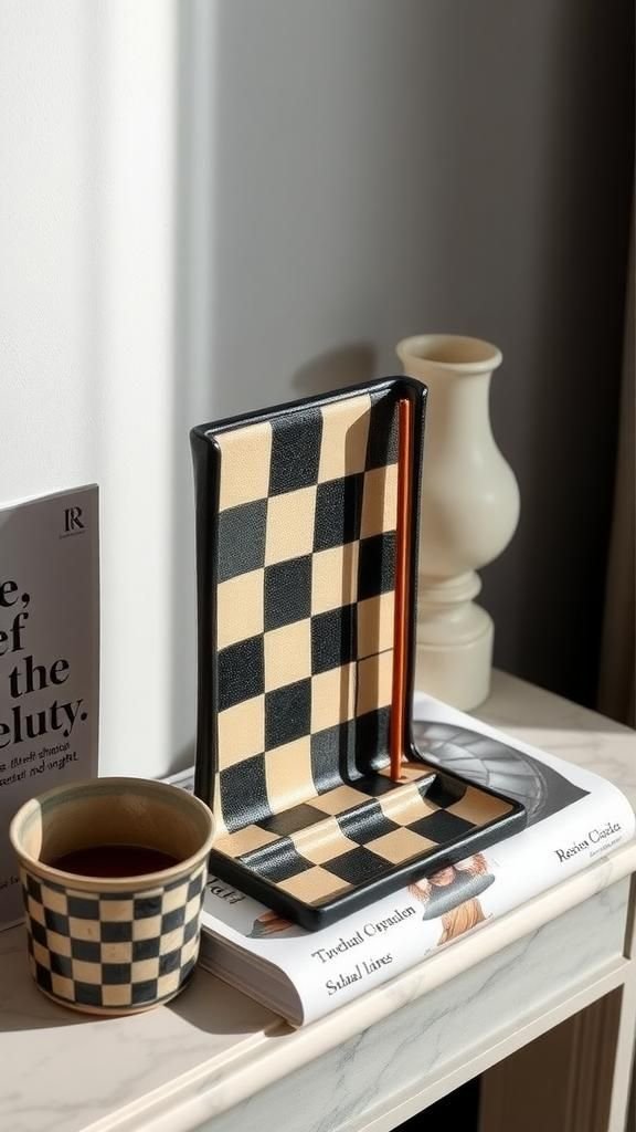 Checkerboard Tile Plate In Bold Contrasts