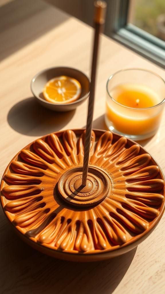 Radiant Sunburst Holder With Grooved Lines