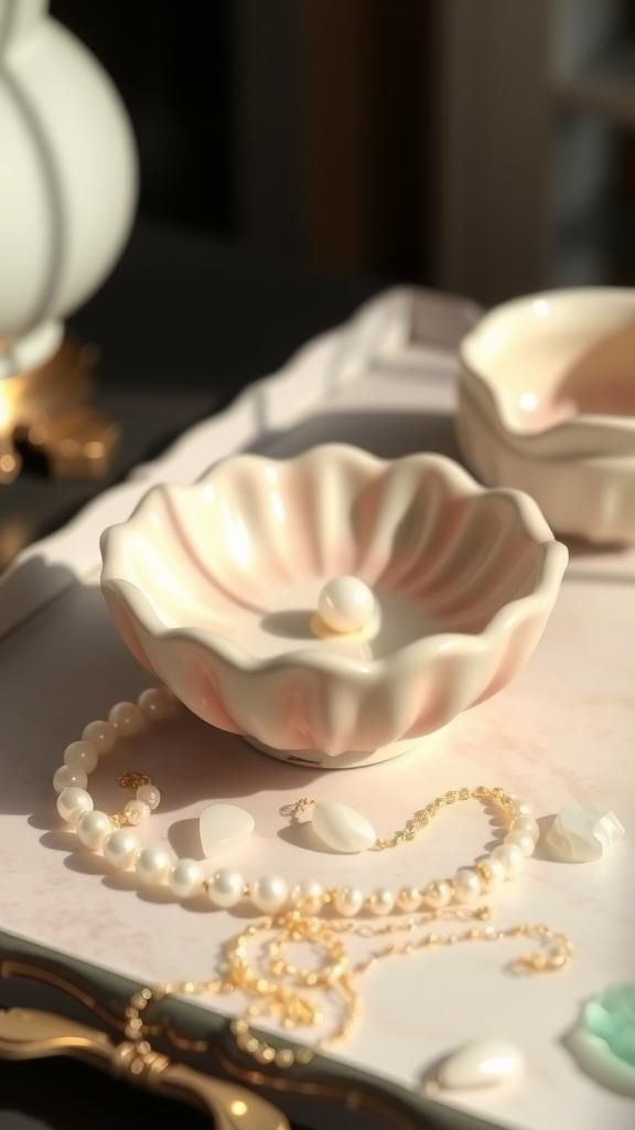 Scallop Shell Dish With Pearly Highlights