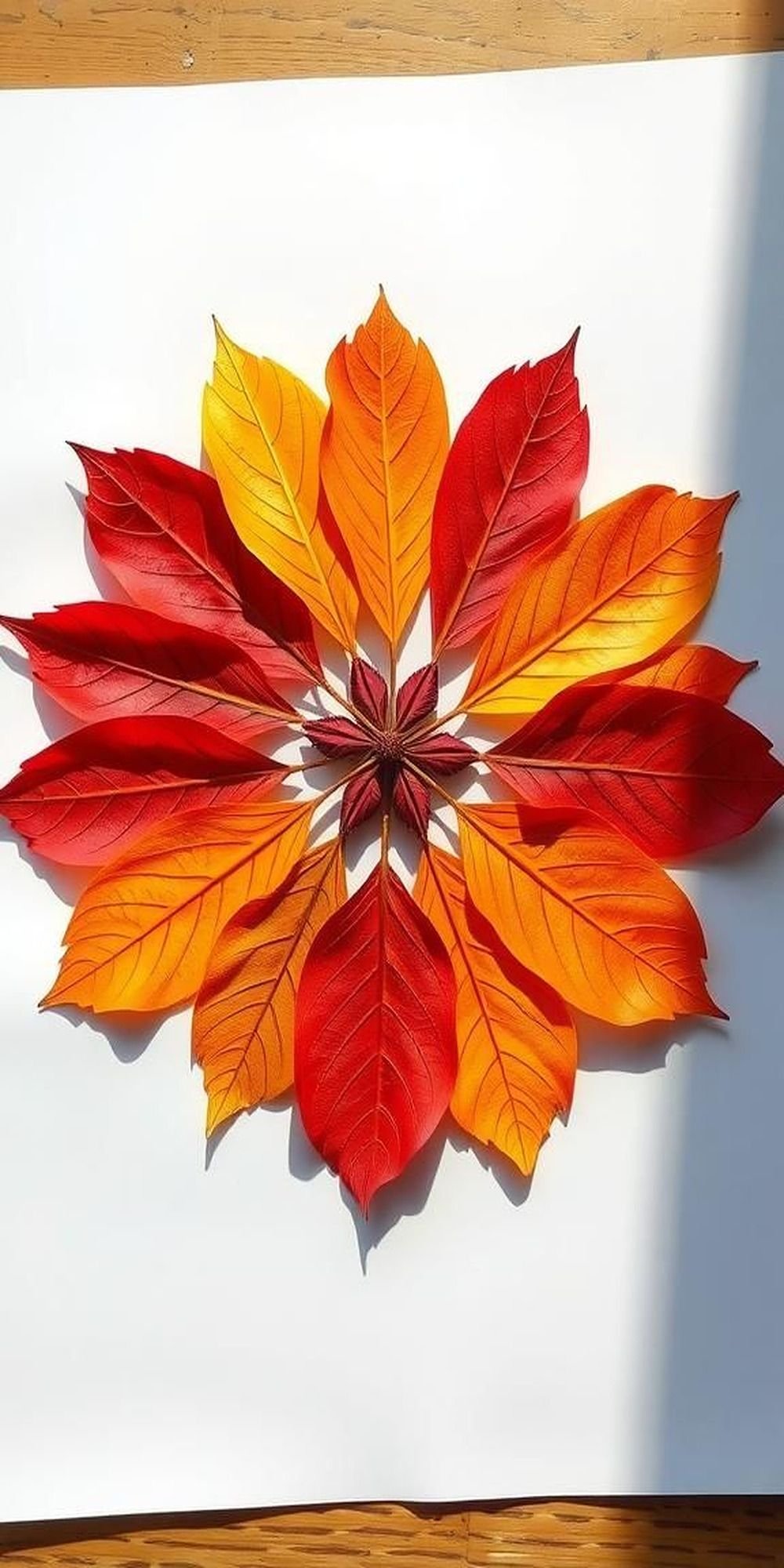 Leaf Mandalas Showcasing Symmetry And Color