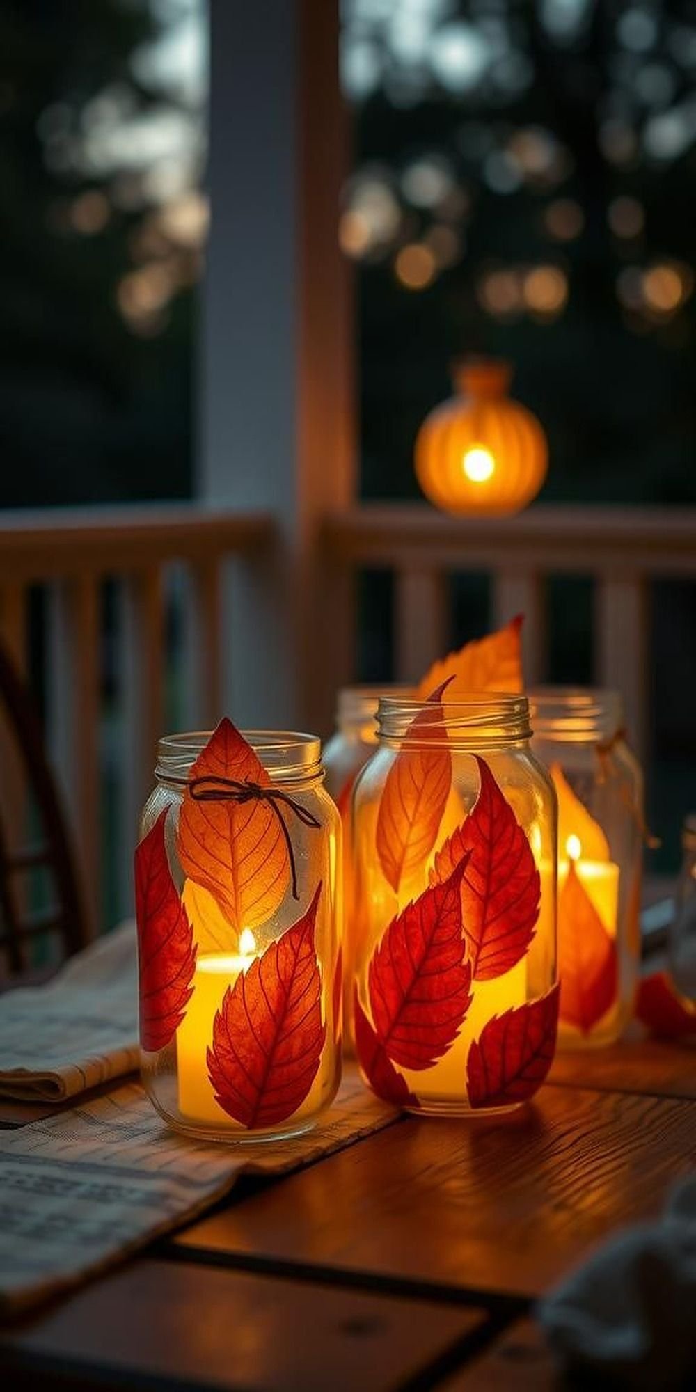 Pressed Leaf Lanterns Creating Soft Glow