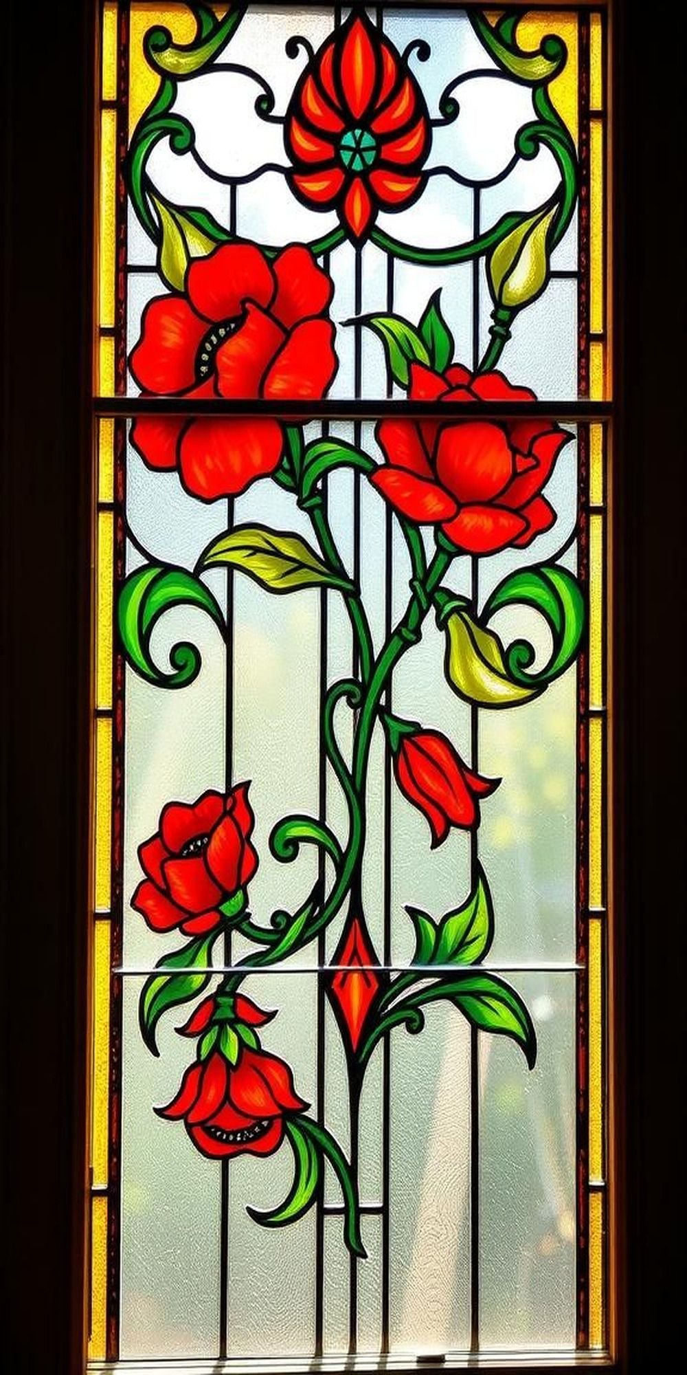 Classic Floral Stained Glass Window Panels