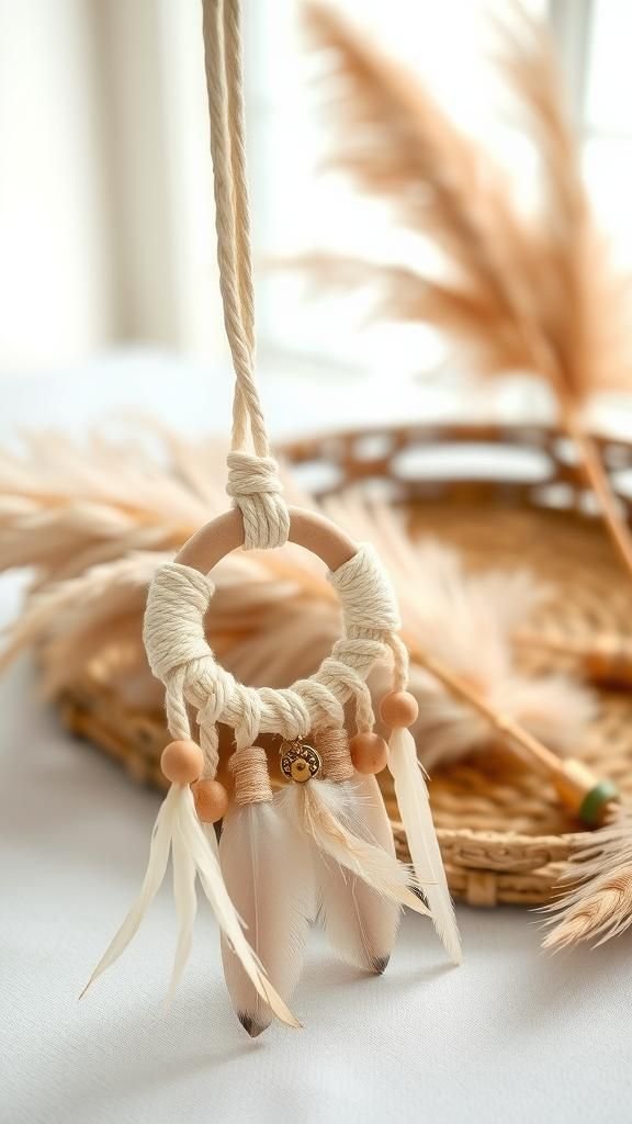 Macramé Feathers On A Soft Cotton Ring