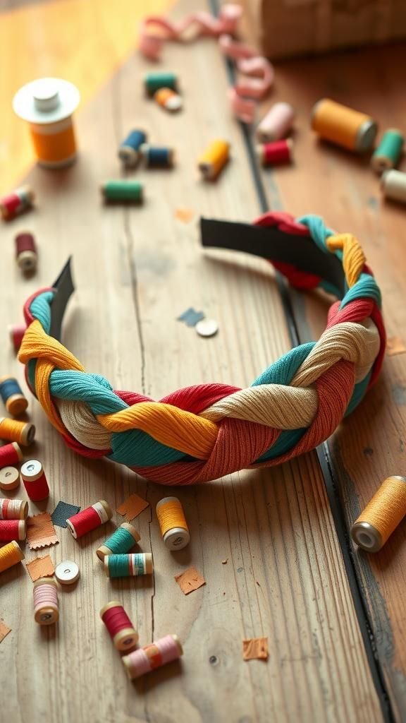 Eco Patchwork Braid From Colorful Fabric Remnants