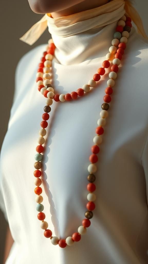 Heishi Micro Blocks On Silk Thread Lariat