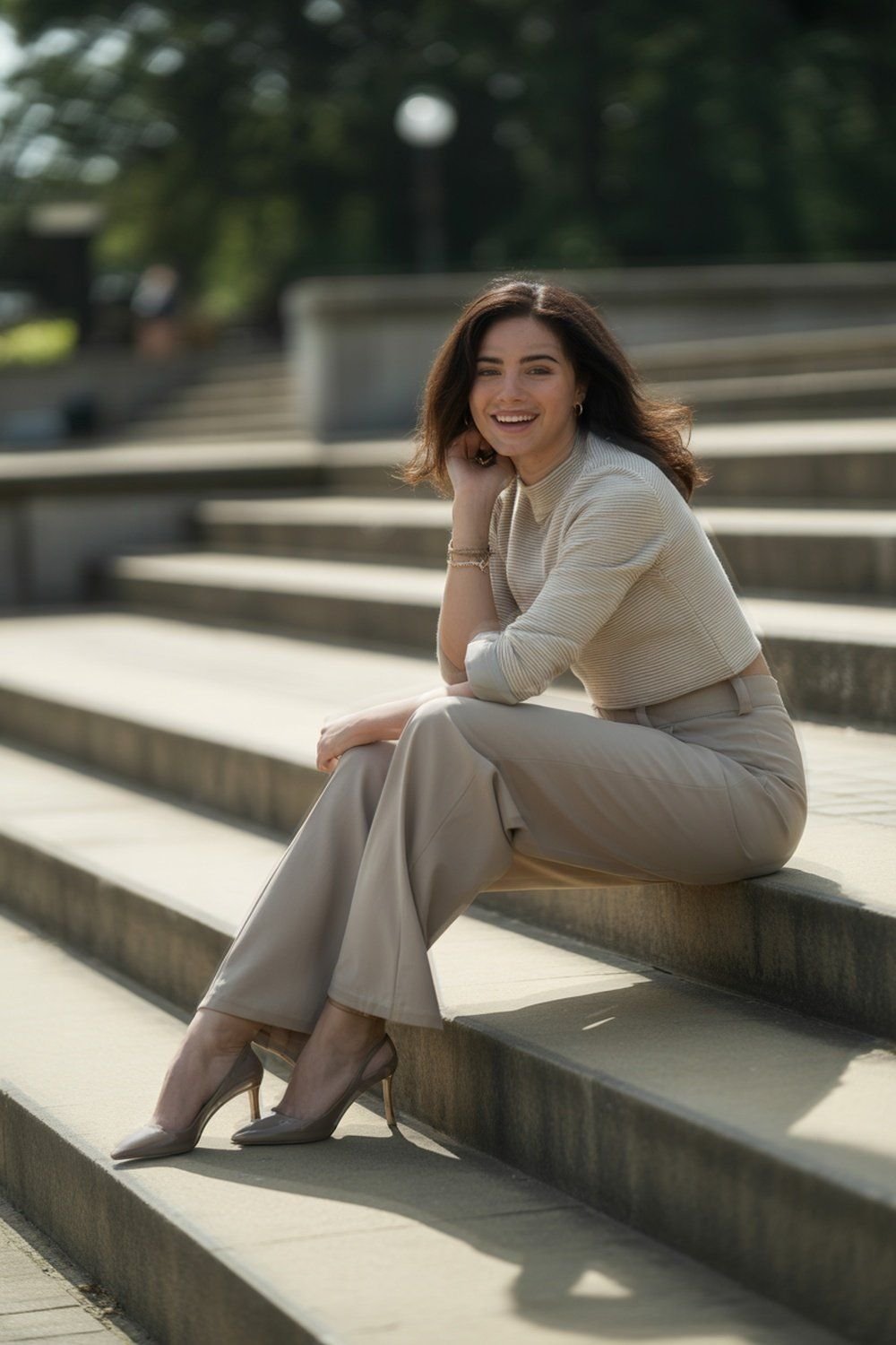 Fitted Knit Top with Wide-Leg Pants