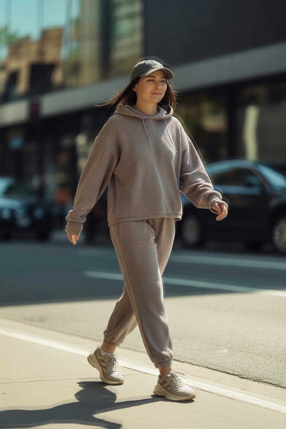 Knit Hoodie Paired With Joggers for Cozy Streetwear