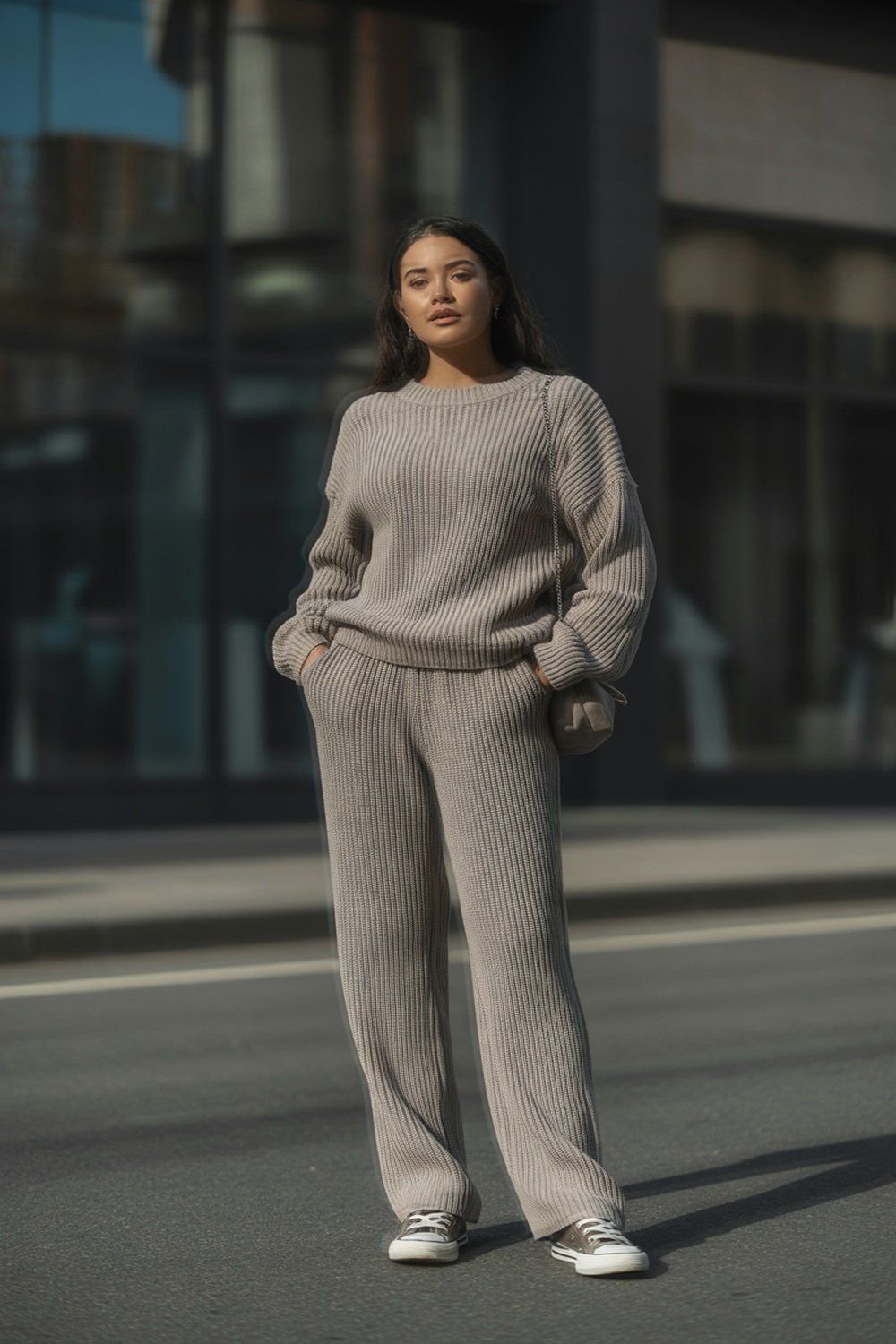 Knit Set Matching Sweater and Pants Ensemble