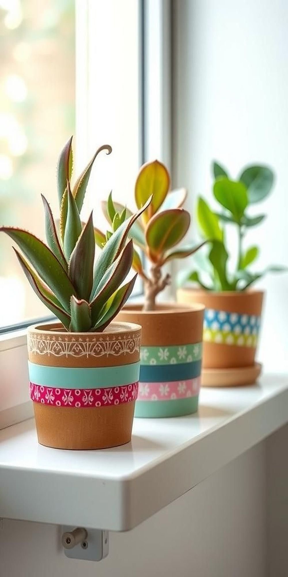 Charming Washi Tape Plant Pot Decorations