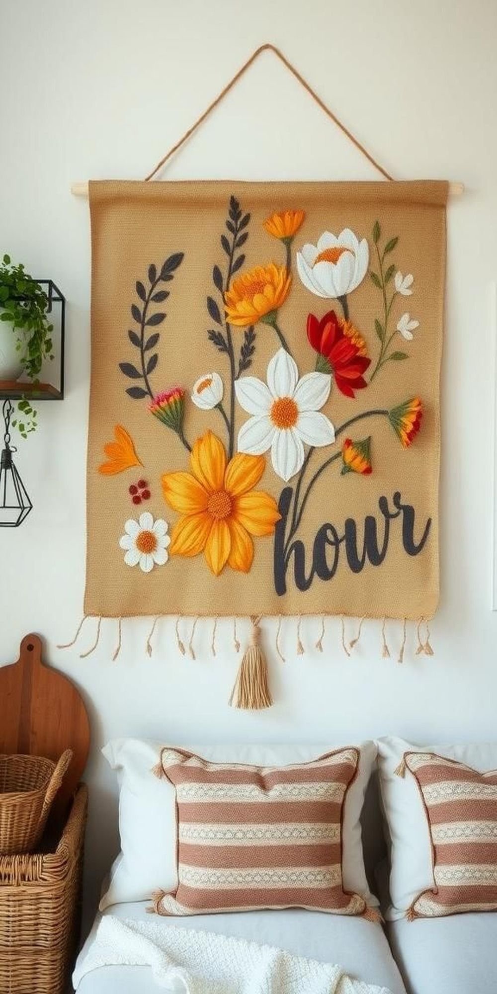 Rustic Floral Burlap Wall Hangings