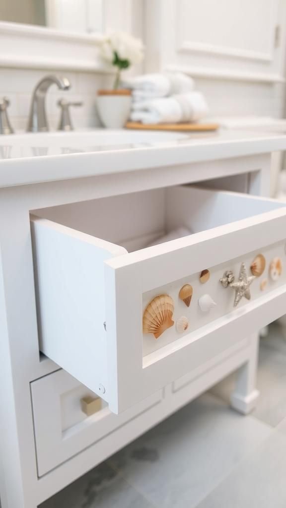 Bathroom Vanity Drawer Sides With Seashells