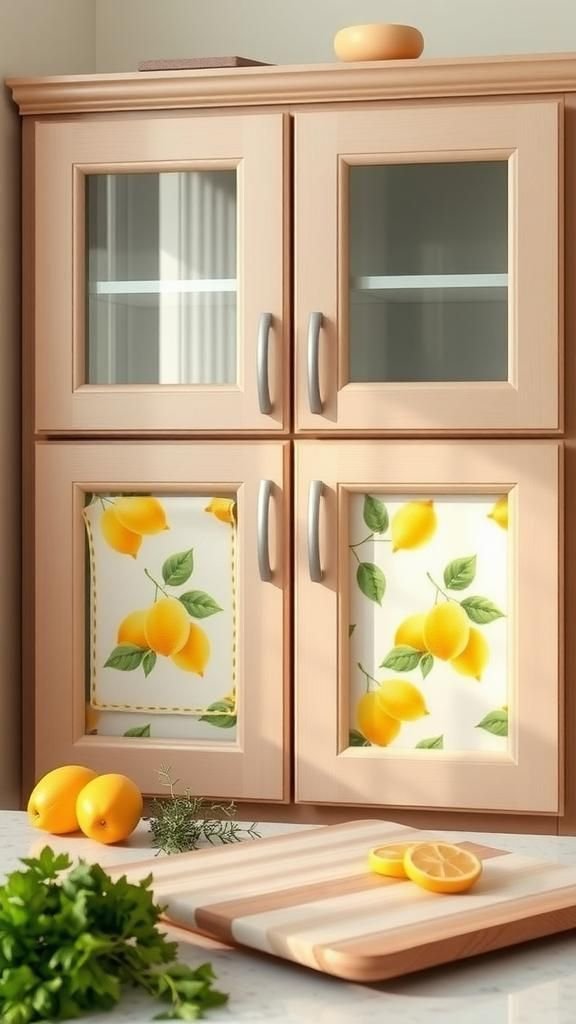 Kitchen Cabinet Insets With Citrus Patterns