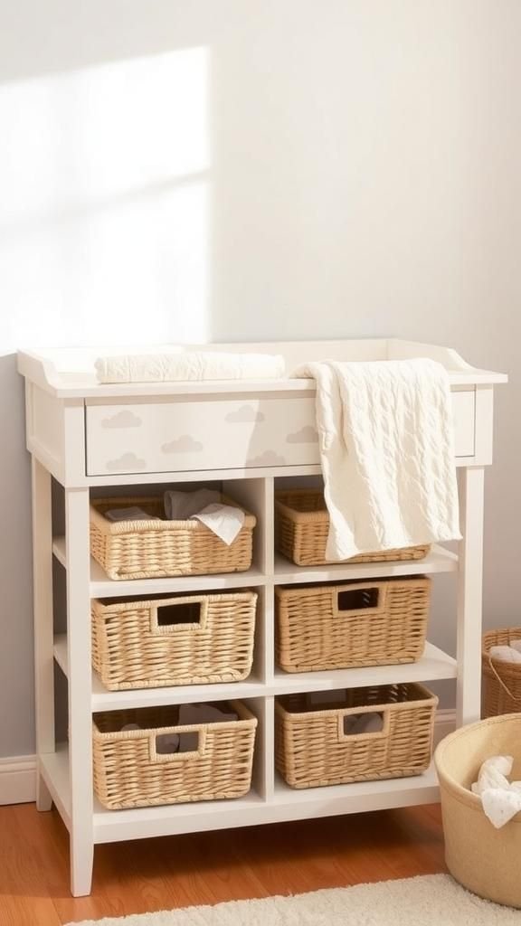 Nursery Changing Table With Soft Pastel Clouds