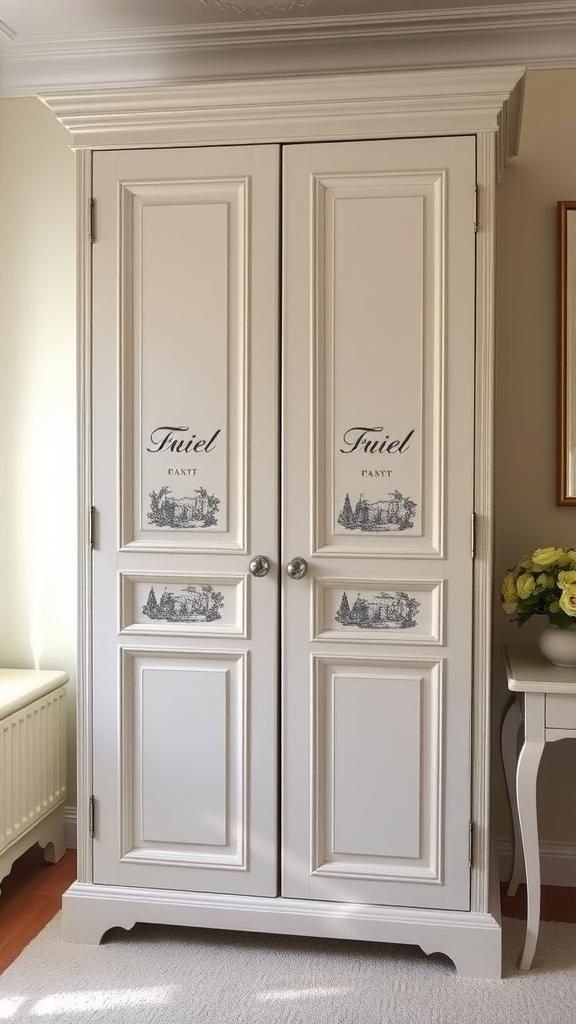 Parisian Wardrobe Panels With Script Motifs