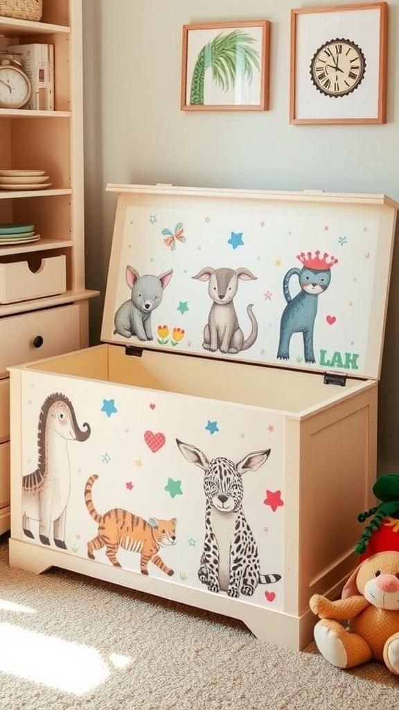 Whimsical Toy Chest With Animal Prints