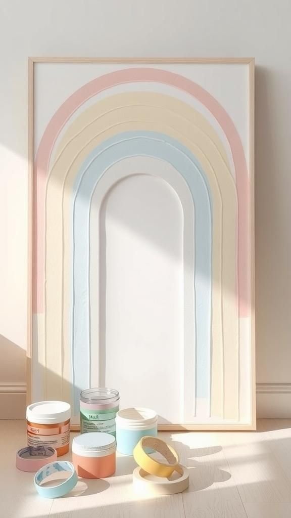 Pastel Rainbow Archway With White Negative Lines