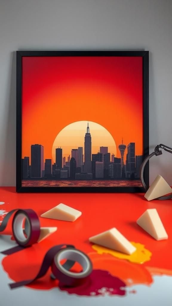 Skyline Silhouette Over Sunset Gradient