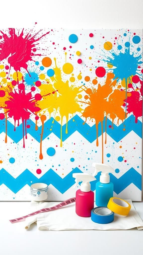 Splatter Paint Over Crisp Tape Chevron