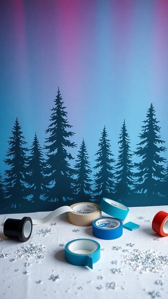 Winter Forest Silhouettes With Aurora Glow