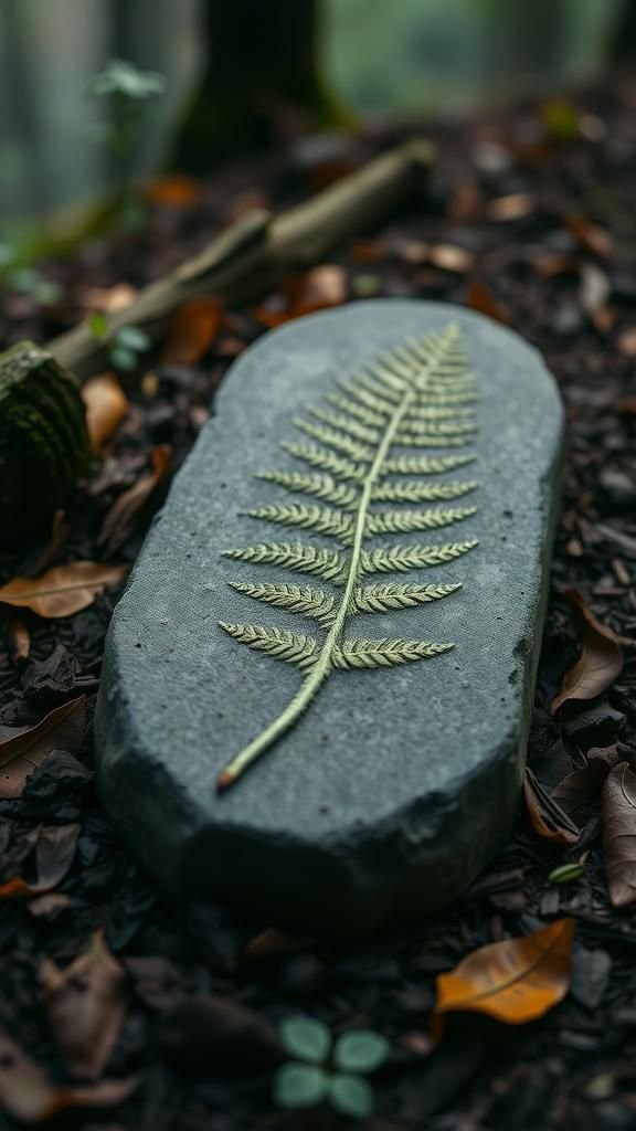 Fern Fossil Impression Stones For Shaded Walkways