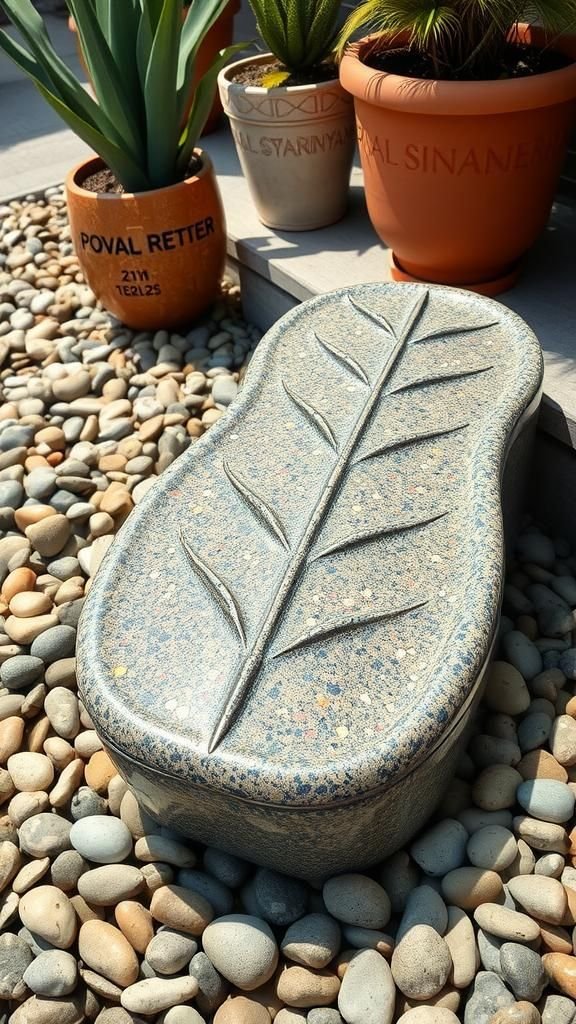 Terrazzo Aggregate Leaf Stones With Playful Specks