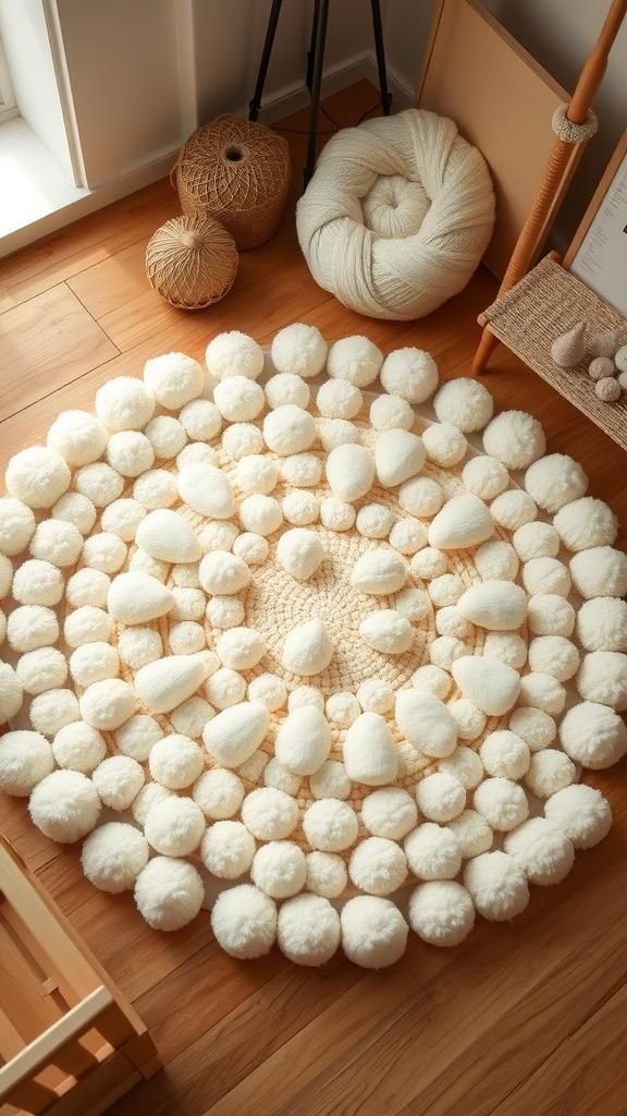 Classic Round Pompom Rug With Plush Texture