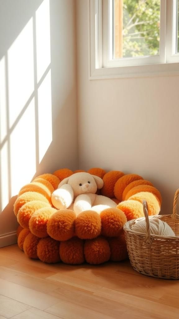 Cozy Pompom Pet Nest For Cats And Small Dogs