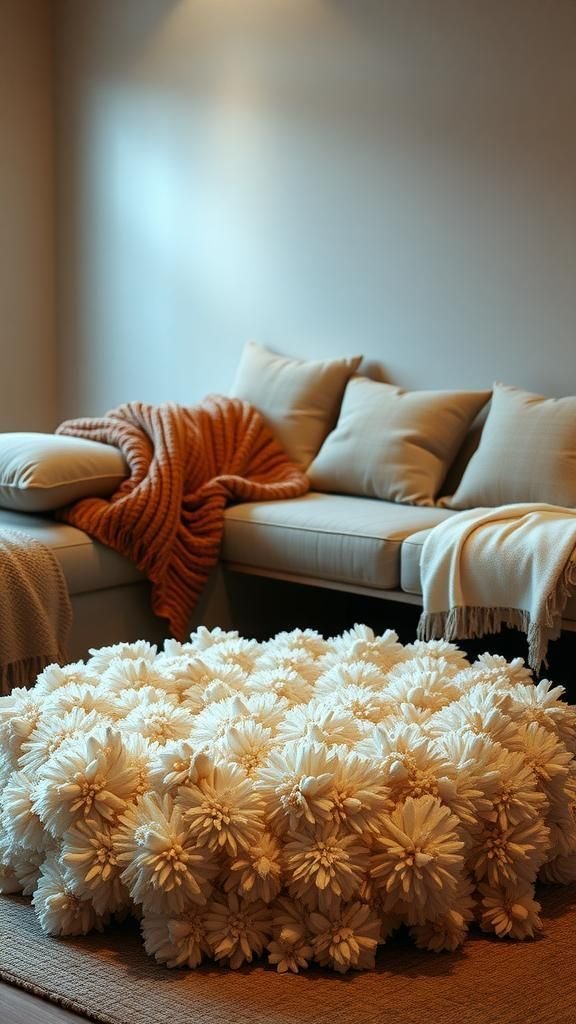 Giant Pompom Rug That Doubles As Floor Pillow