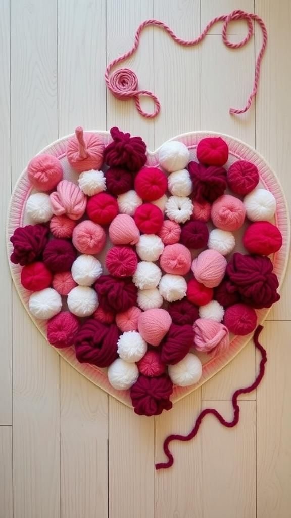 Heart-Shaped Pompom Mat For Sweet Corners