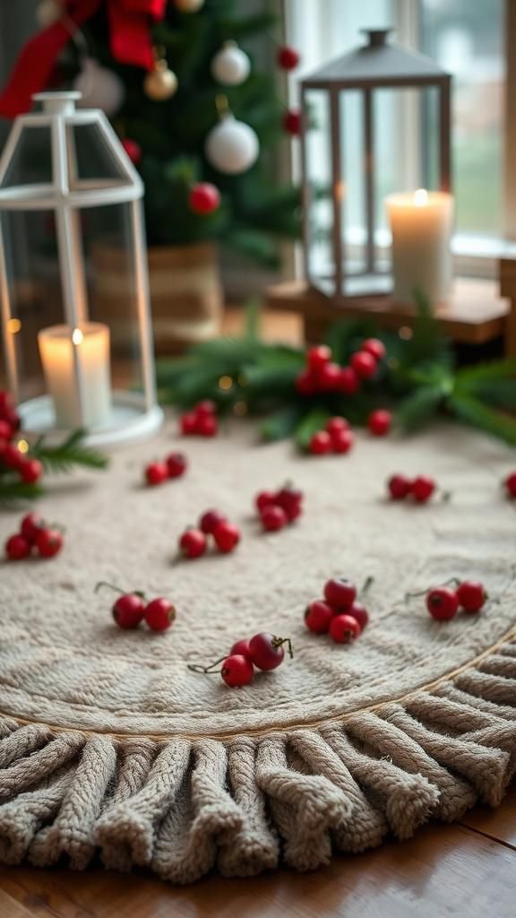Holiday Pompon Rug With Evergreen And Berry Pops