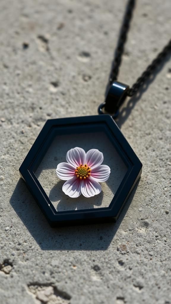 Modern Hexagon Frame With Minimalist Bloom