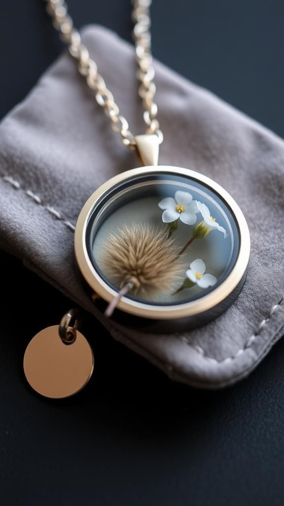 Pet Memory Locket With Fur And Forget-Me-Not