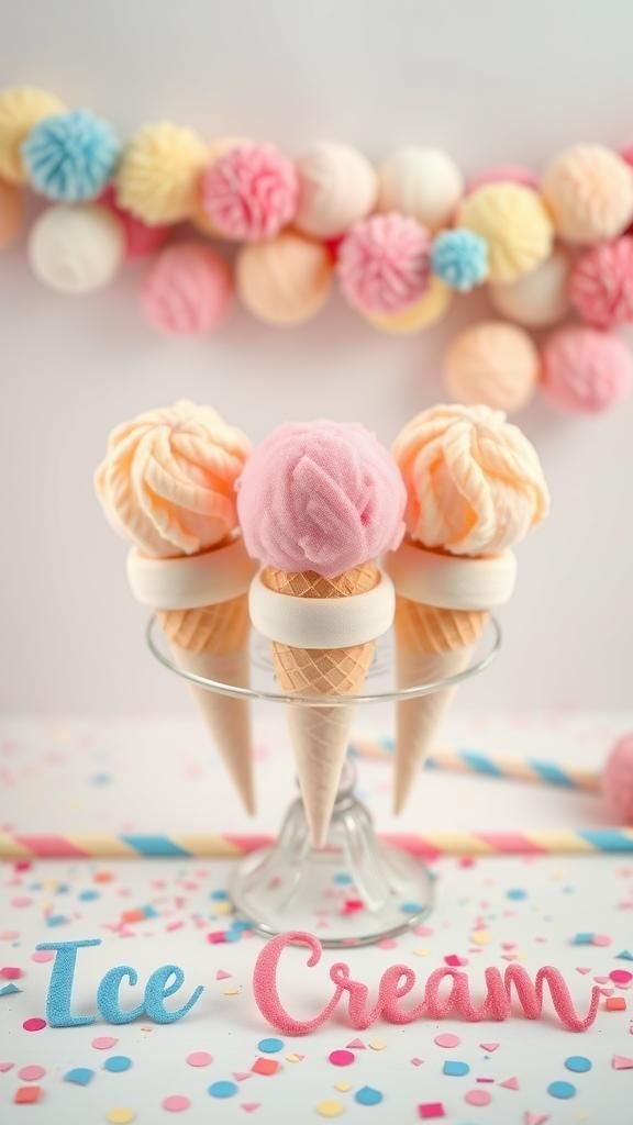 Ice Cream Cone Pom Pom Garland Delight