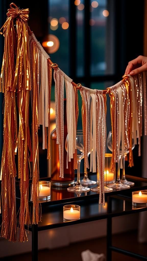 Metallic Tassels With Sequin Sparkle Accents